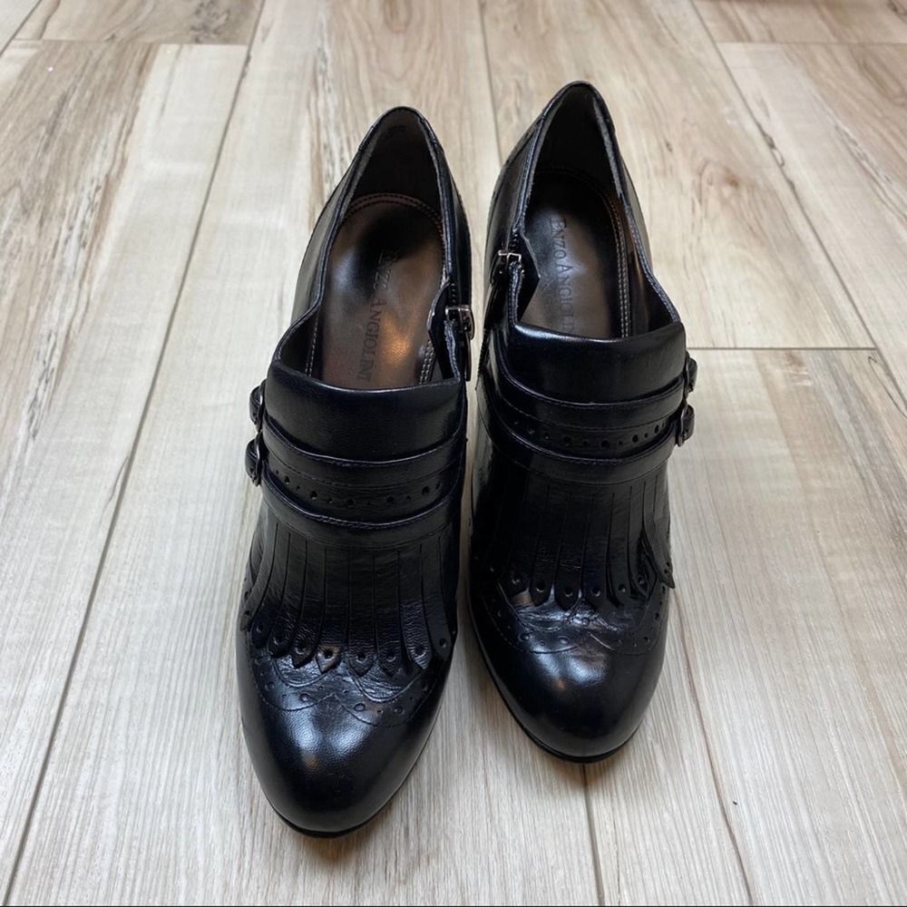 Enzo Angiolino Black Leather Double Buckles Bootie - Picture 4 of 5